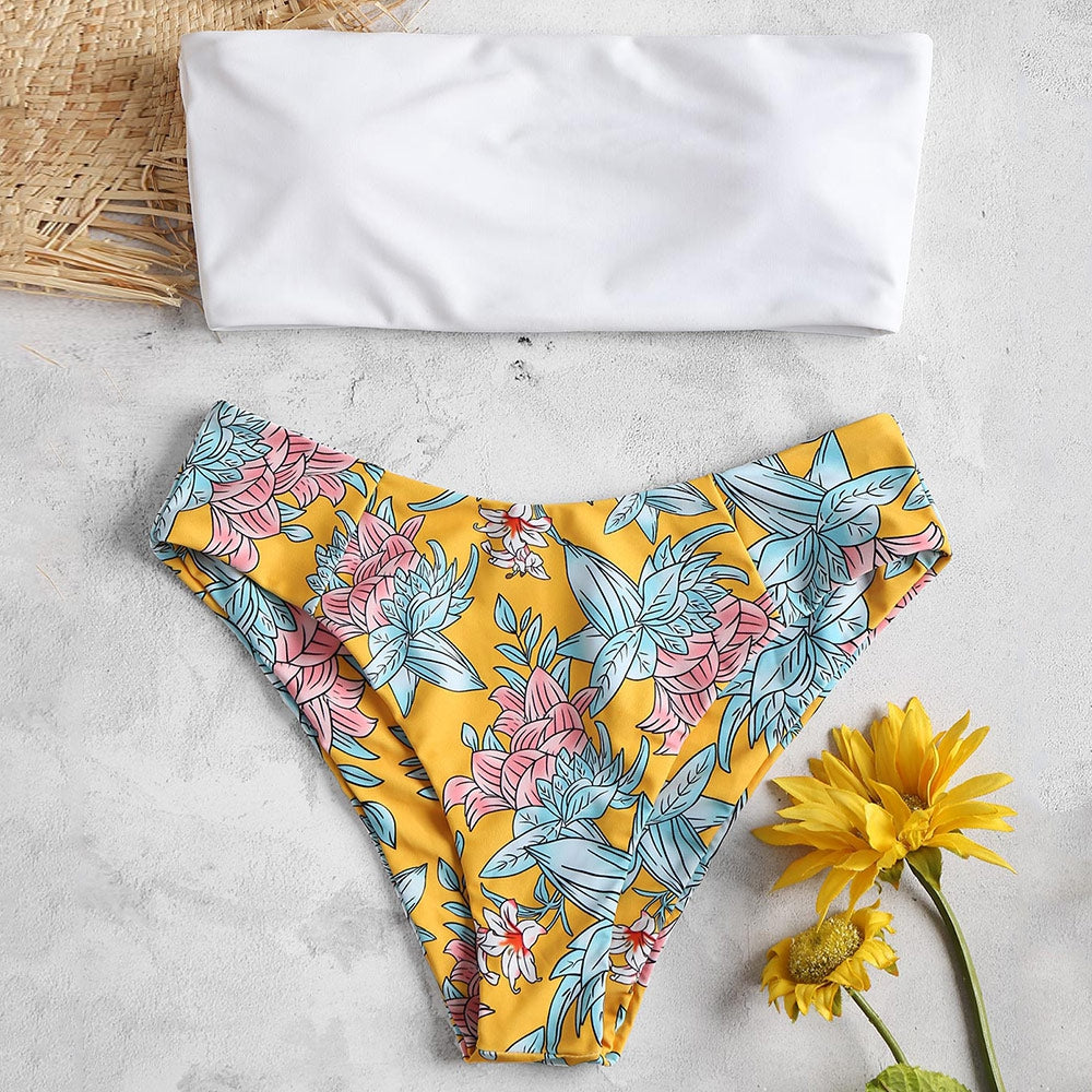 Bandeau Floral Print Bikini Set