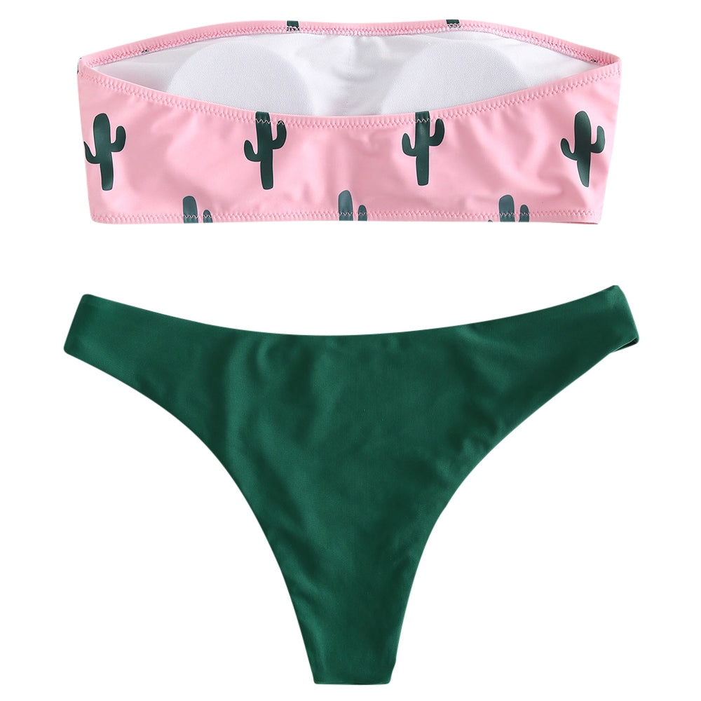 Cactus Print Tube Bikini Set