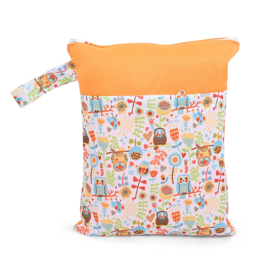 Cute Double Layers Portable Reusable Printed Babies Nappy Diaper Bag