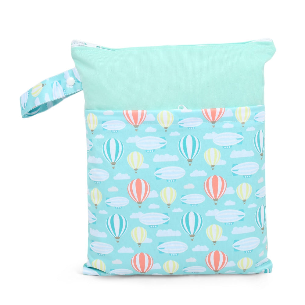 Cute Double Layers Portable Reusable Printed Babies Nappy Diaper Bag
