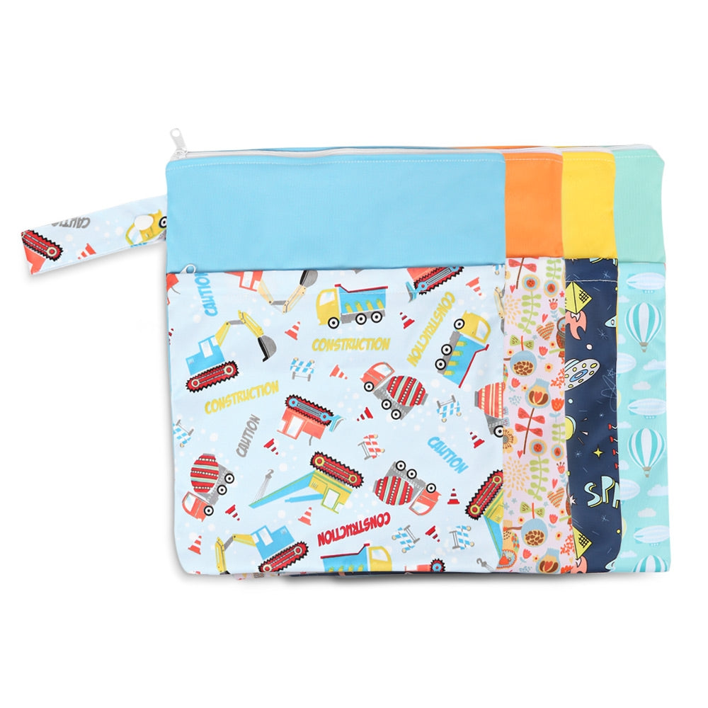 Cute Double Layers Portable Reusable Printed Babies Nappy Diaper Bag