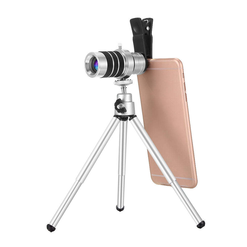 Cell Phone Camera Lens 8X Telephoto with Universal Clip Mini Tripod