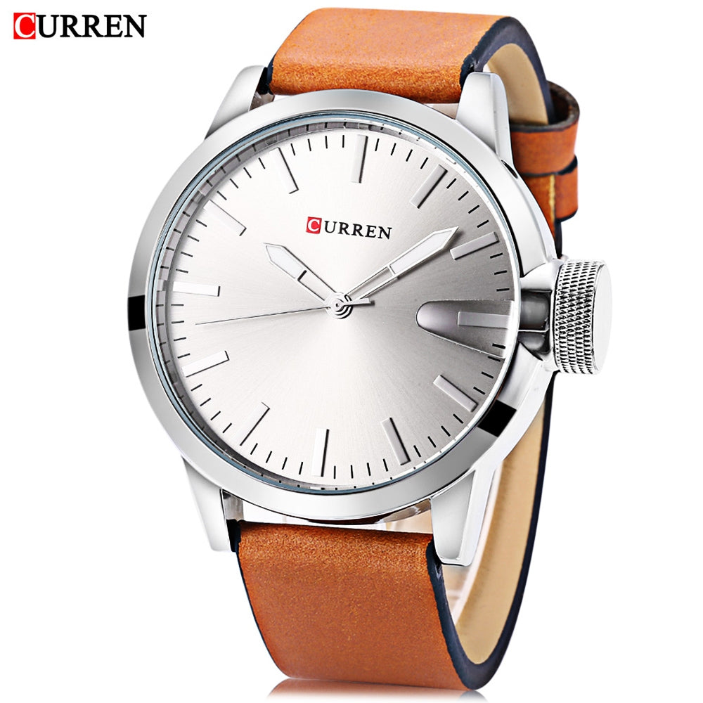 Curren 8208 Male Quartz Watch Luminous Leather Band 3ATM Men Wristwatch