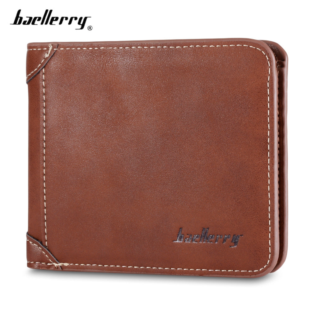 Baellerry PU Leather Men Wallet Coin Pocket Vintage Short Slim Male Money Card Holder