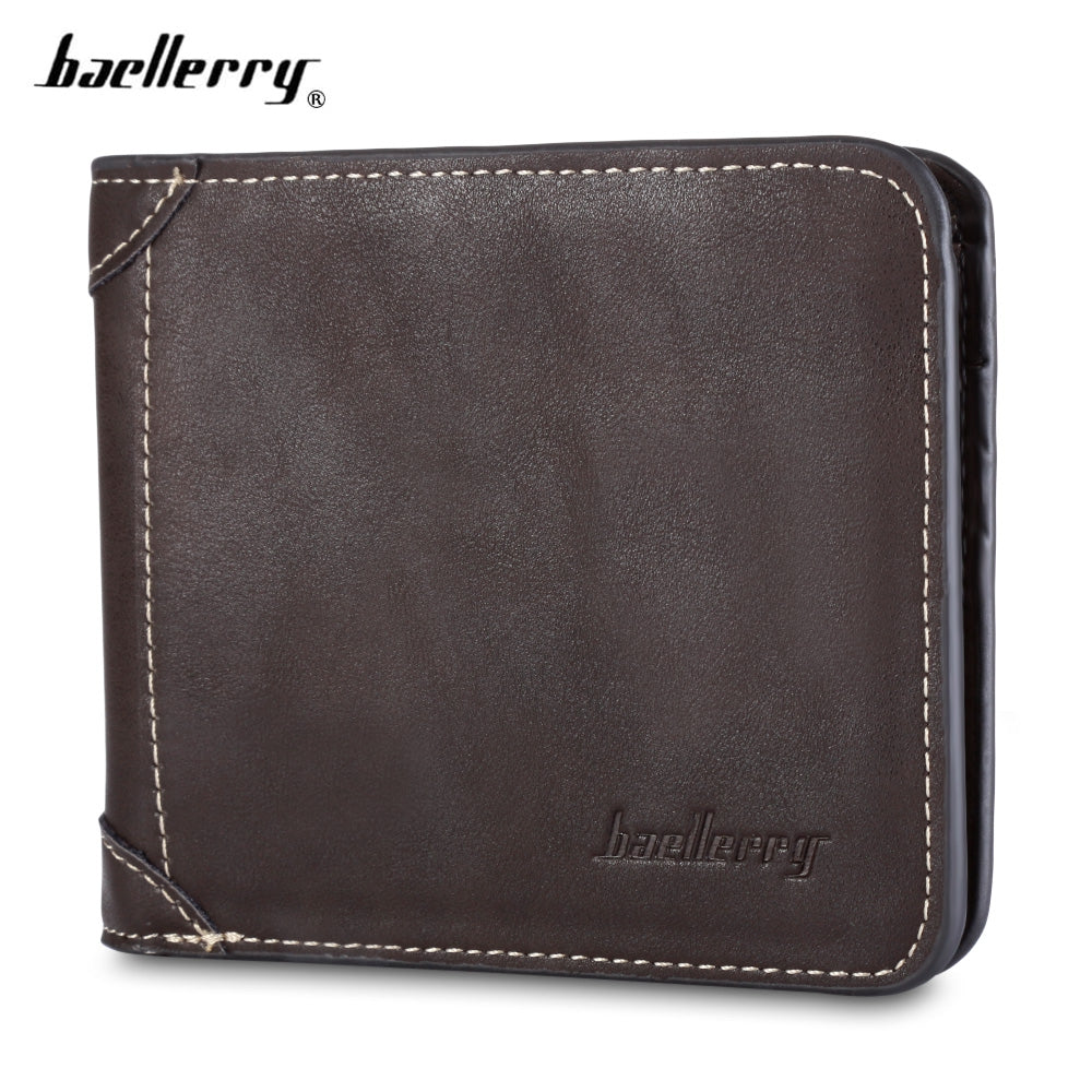 Baellerry PU Leather Men Wallet Coin Pocket Vintage Short Slim Male Money Card Holder