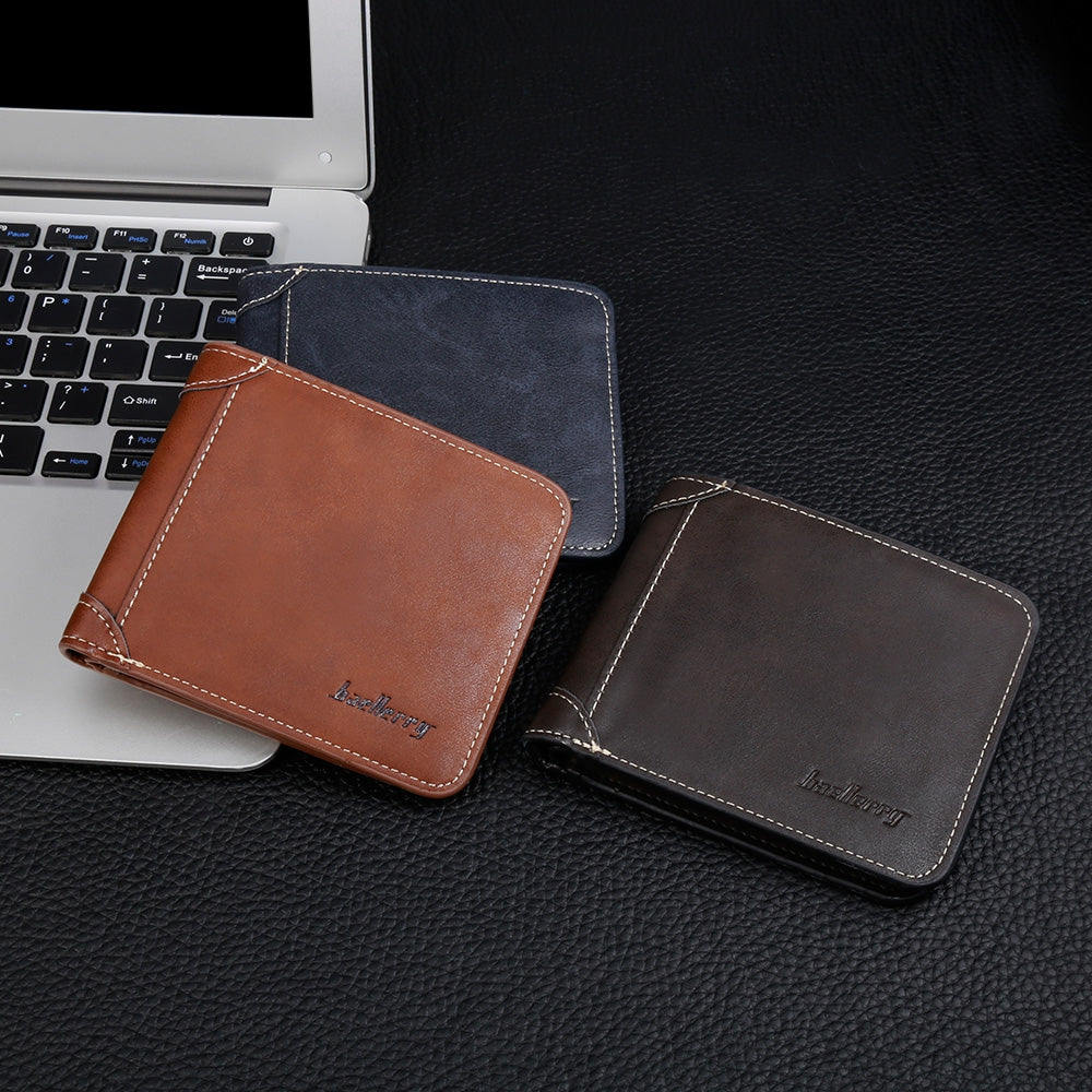 Baellerry PU Leather Men Wallet Coin Pocket Vintage Short Slim Male Money Card Holder