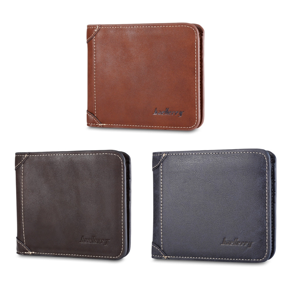 Baellerry PU Leather Men Wallet Coin Pocket Vintage Short Slim Male Money Card Holder