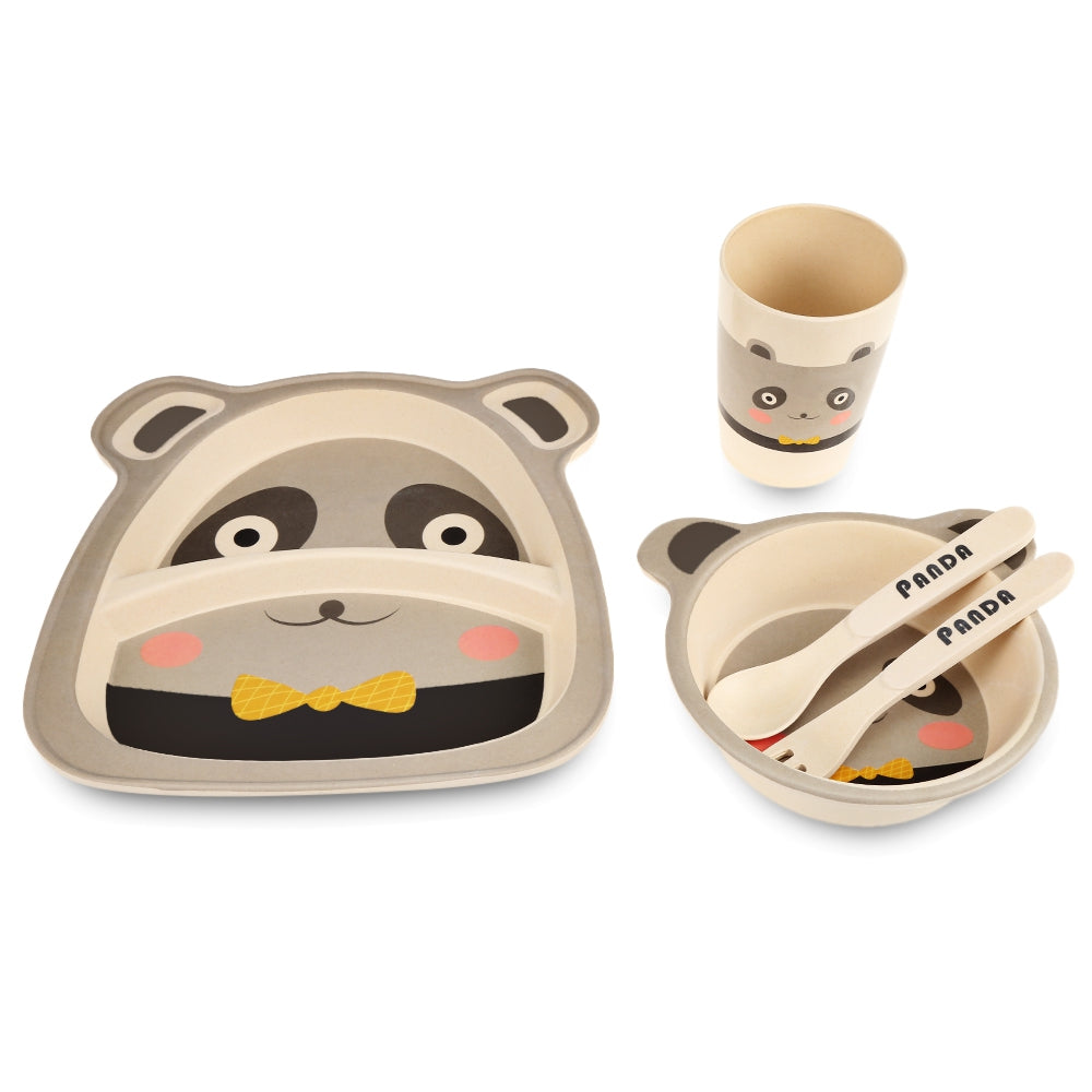 5PCS Baby Bamboo Fiber Tableware Animal Pattern for Kid Children