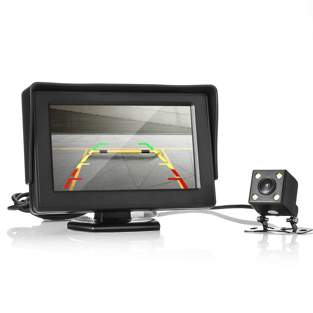Car 4.3 inch Screen Display Rear View Monitor Night Vision Reversing Camera with 4 LED Lights