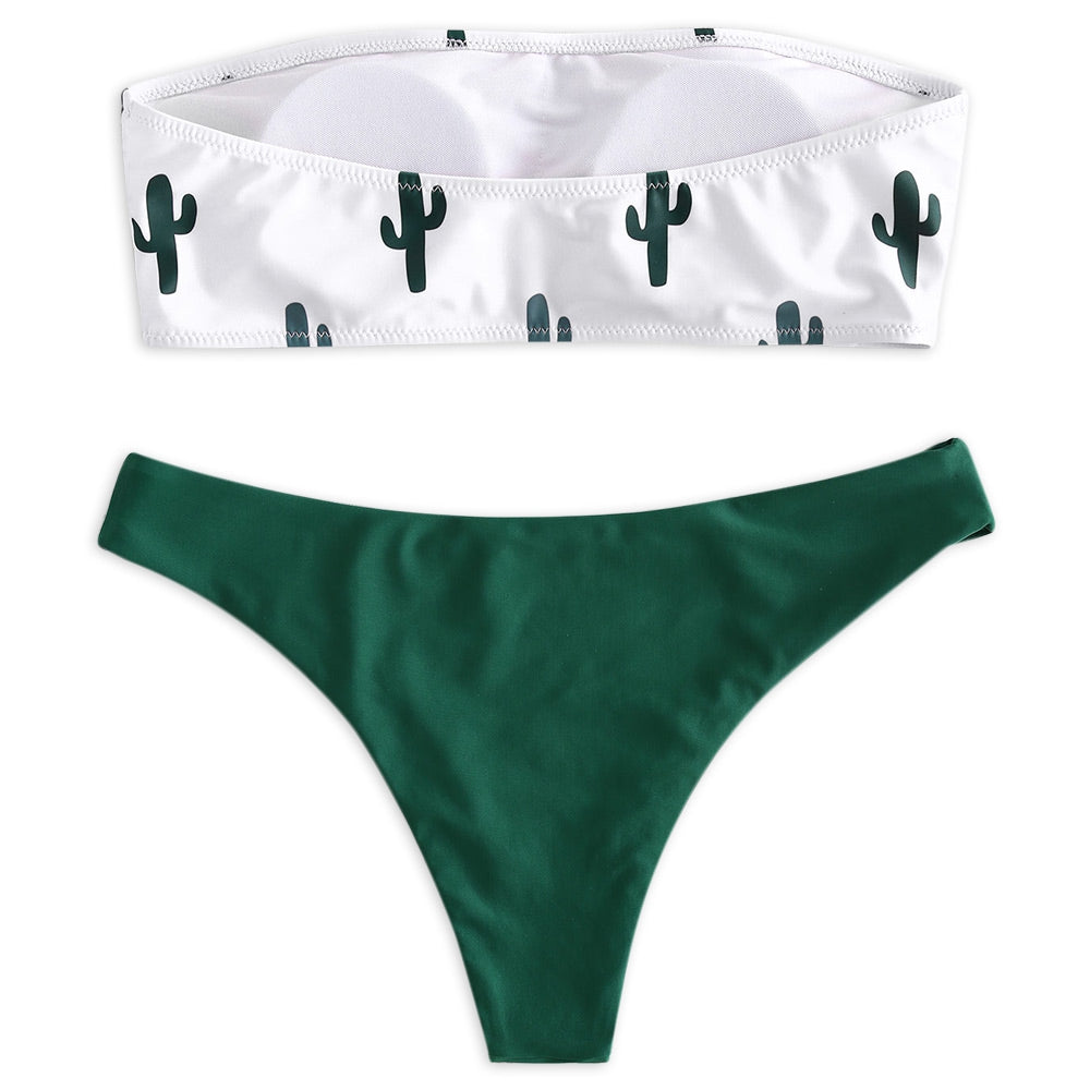 Cactus Print Tube Bikini Set