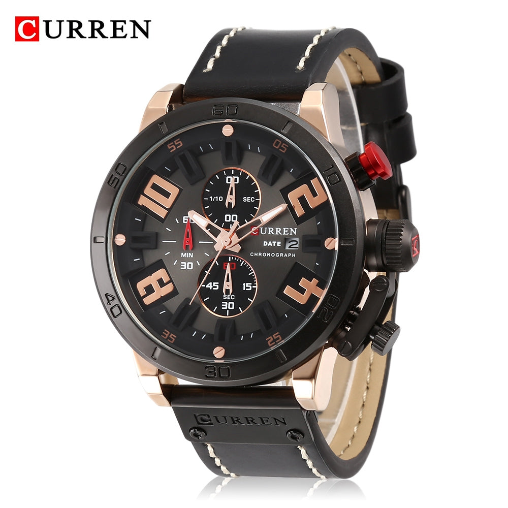 Curren 8312 Male Quartz Watch Calendar Stainless Steel Knit Band Wristwatch