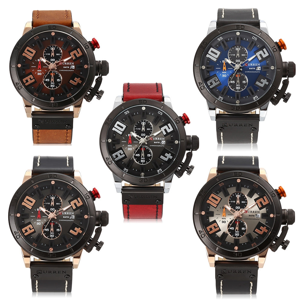 Curren 8312 Male Quartz Watch Calendar Stainless Steel Knit Band Wristwatch