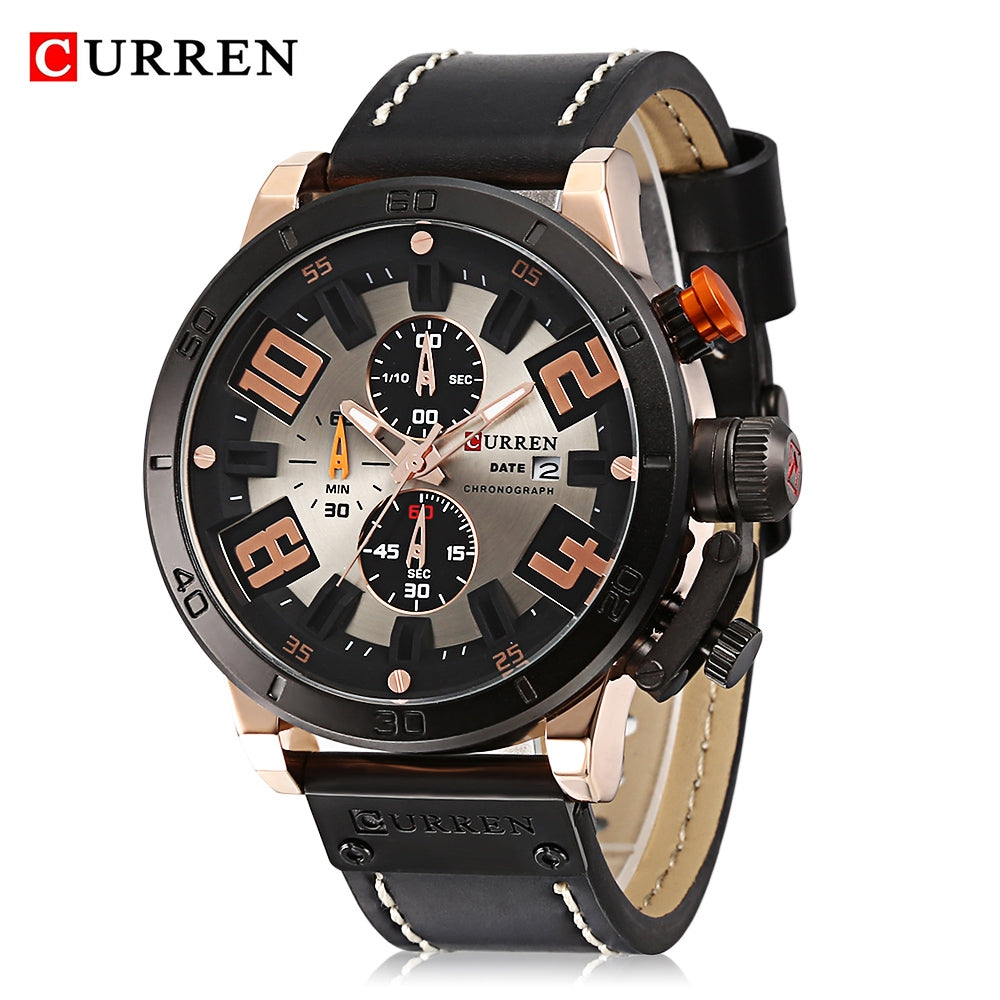 Curren 8312 Male Quartz Watch Calendar Stainless Steel Knit Band Wristwatch