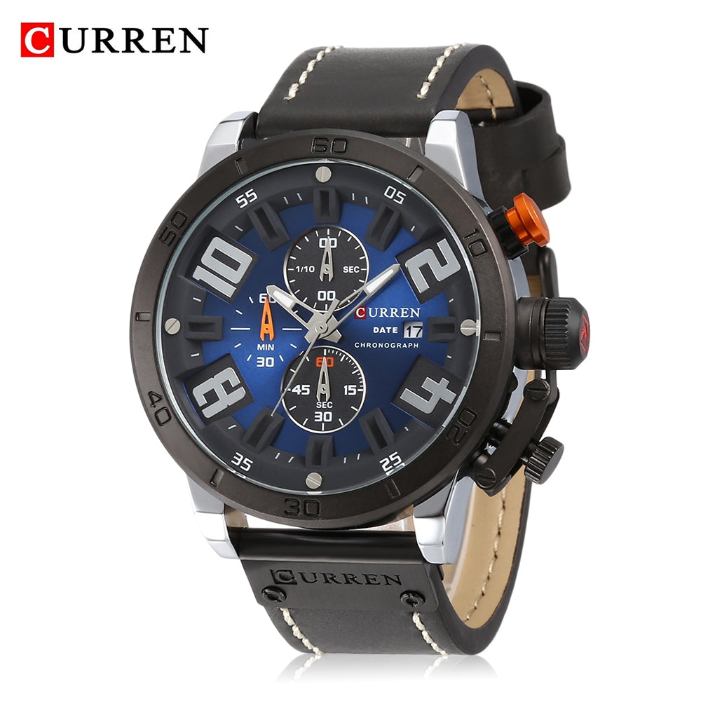 Curren 8312 Male Quartz Watch Calendar Stainless Steel Knit Band Wristwatch