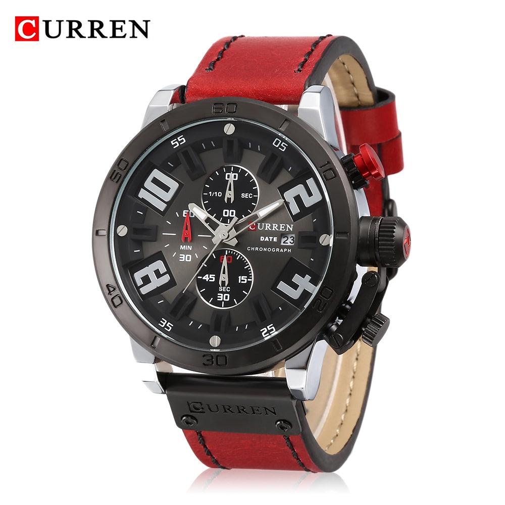 Curren 8312 Male Quartz Watch Calendar Stainless Steel Knit Band Wristwatch