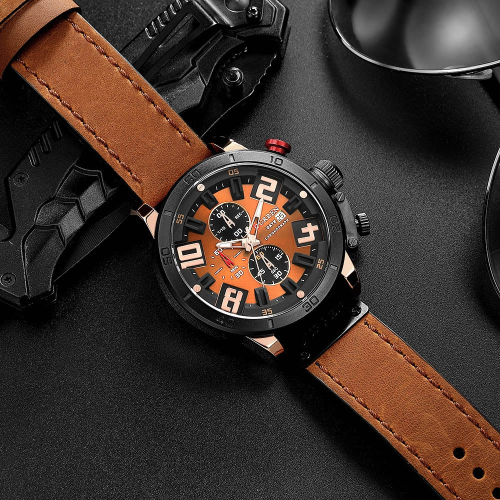 Curren 8312 Male Quartz Watch Calendar Stainless Steel Knit Band Wristwatch