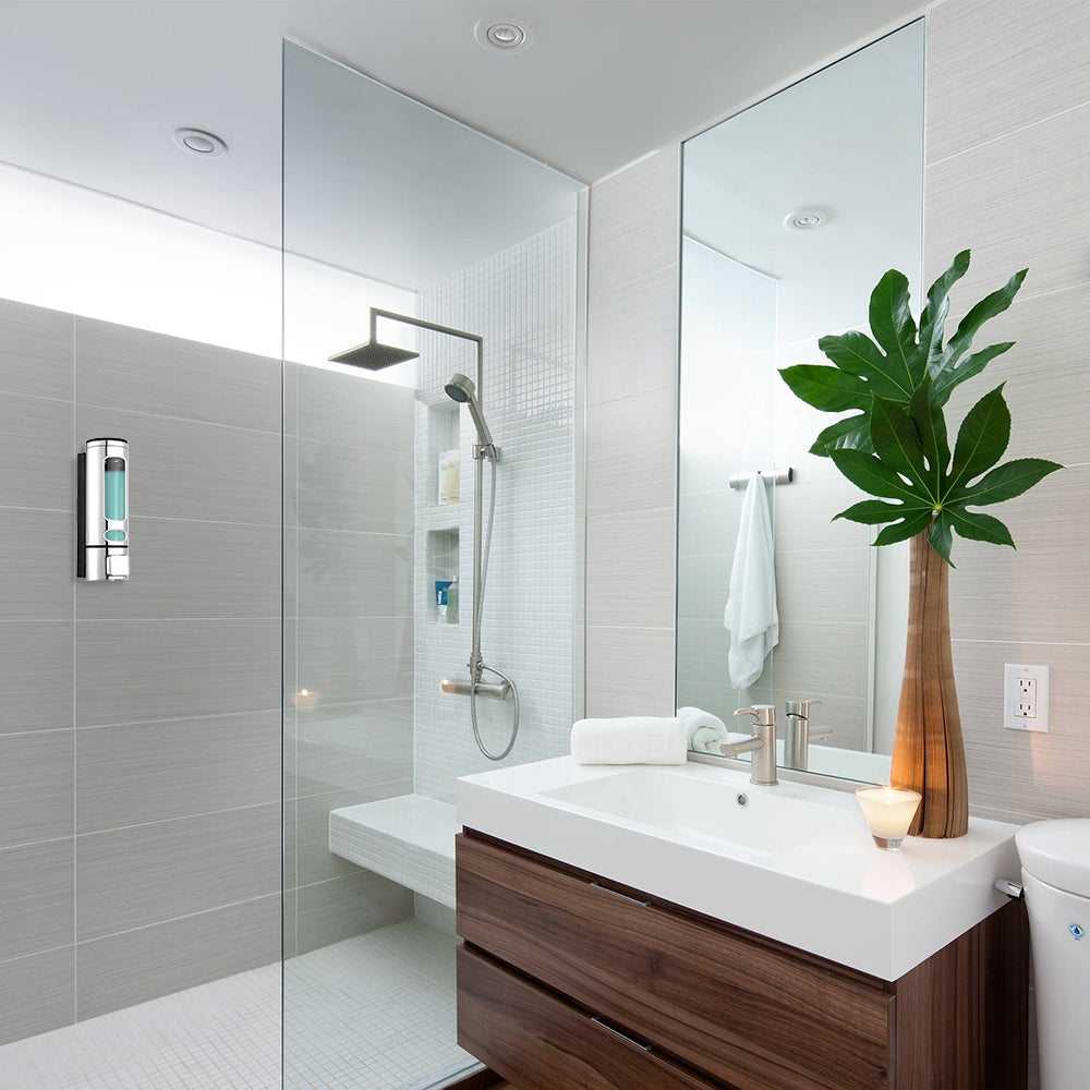 400ml Wall Mount Single Head Hand Touch Soap Shampoo Dispenser for Bathroom