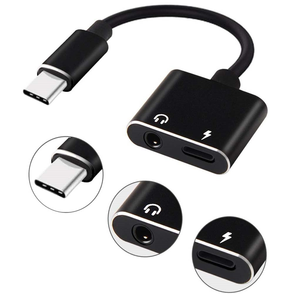 3.5 mm and Charger 2 in 1 Headphone Audio Jack Cable + USB 3.0 Type-C Adapter