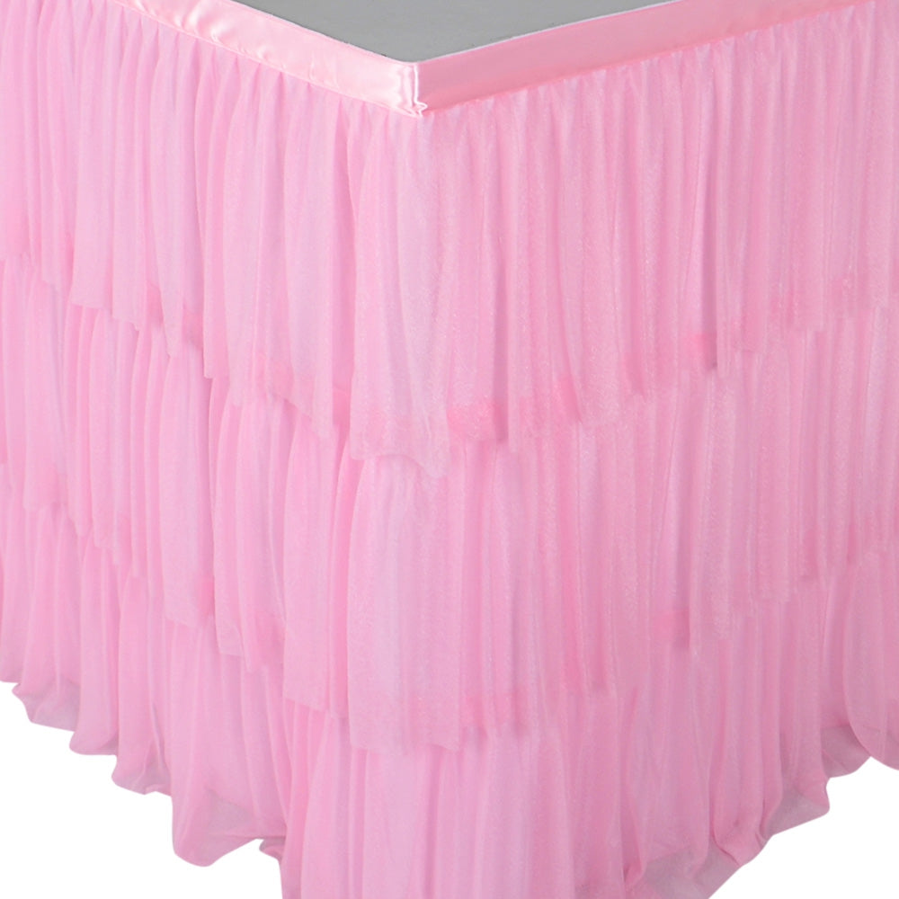 180 x 75cm 3 Tiers Table Skirt Tablecloth for Party Dinner Tableware Decor