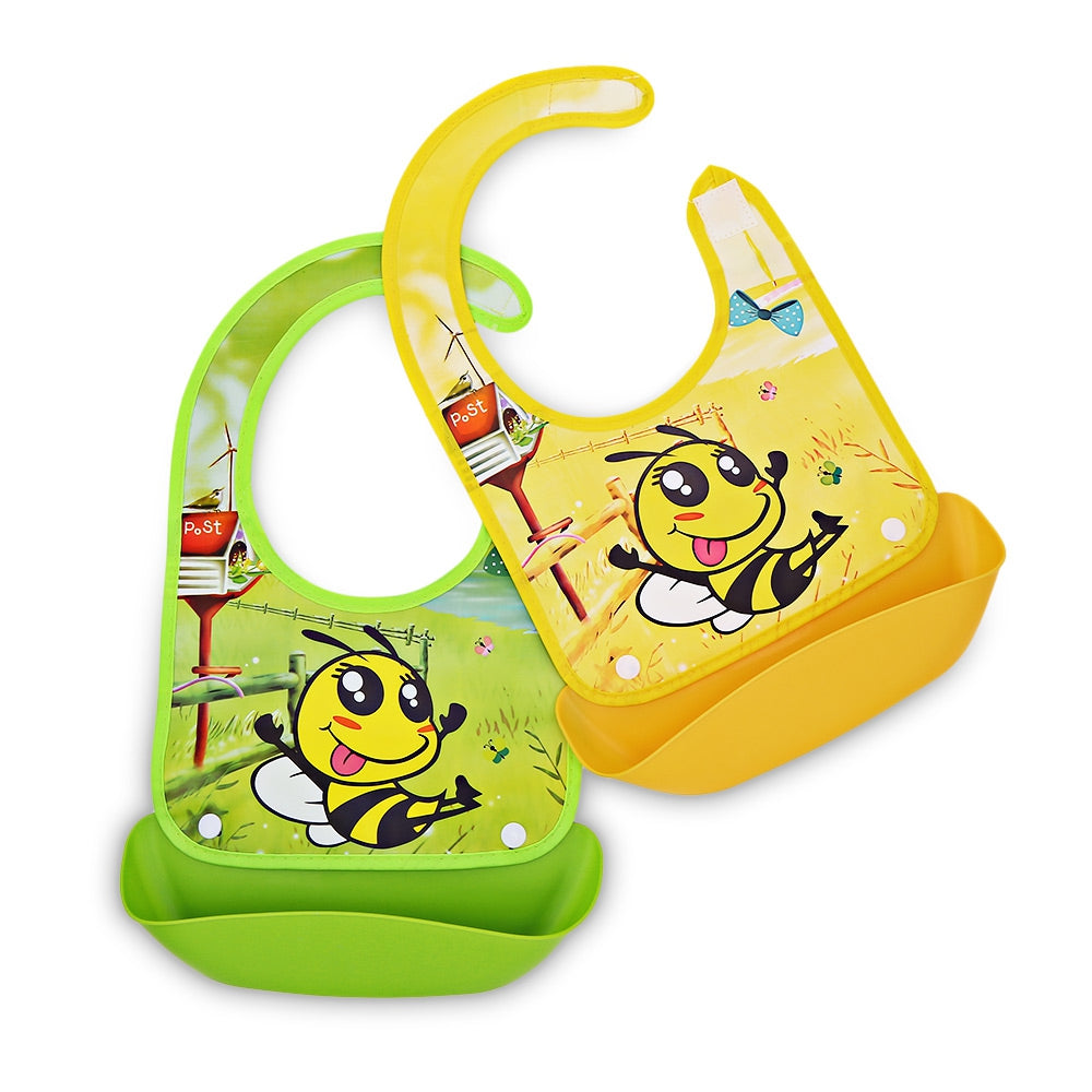 Cartoon Print Kids Baby Bib Children Adjustable Infant Lunch Feeding Tool Saliva Apron