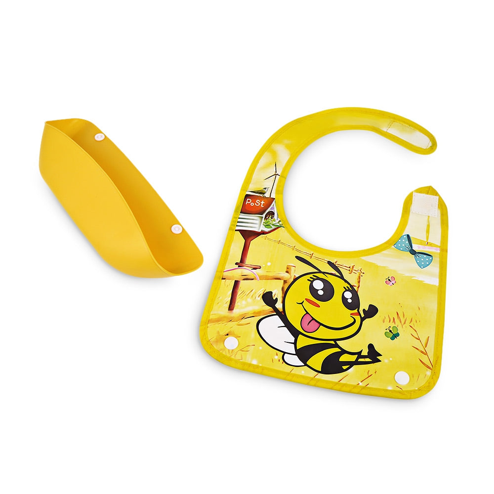 Cartoon Print Kids Baby Bib Children Adjustable Infant Lunch Feeding Tool Saliva Apron