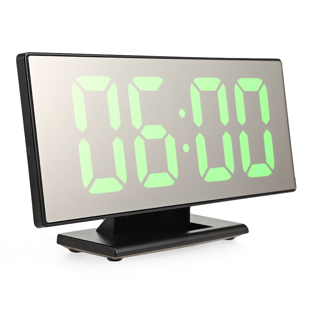 Digital Mirror Surface Alarm Clock with Large LED Display USB Port for Bedroom