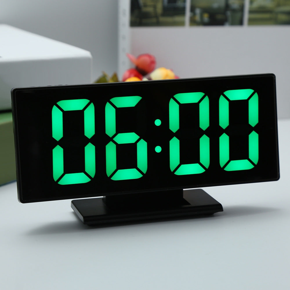 Digital Mirror Surface Alarm Clock with Large LED Display USB Port for Bedroom