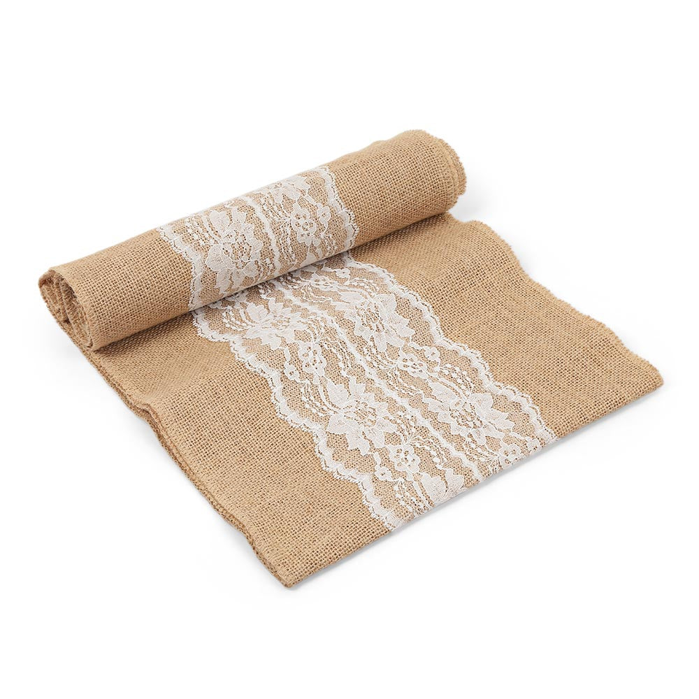 108 x 12 inch Jute Cloth Lace Table Runner Wedding Party Decoration