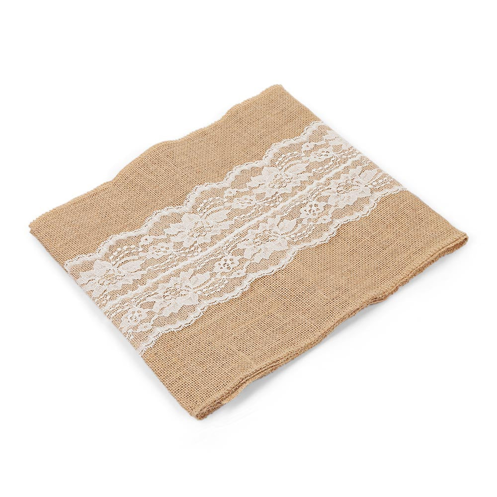 108 x 12 inch Jute Cloth Lace Table Runner Wedding Party Decoration