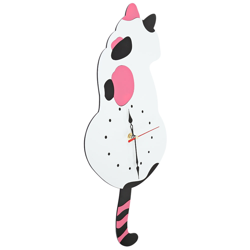 Cute Cat Wall Clock Kit with Real Simulation Swinging Tail