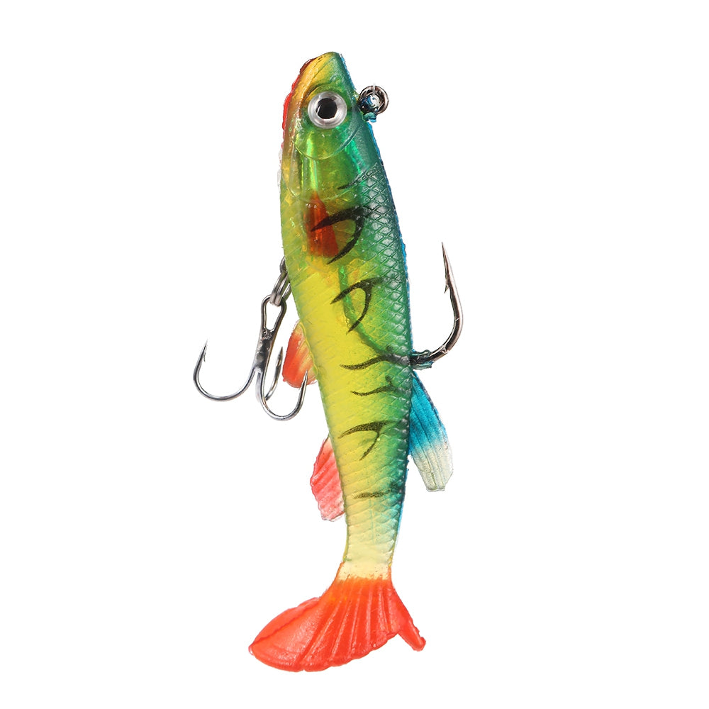 3D Eye Lead Artificial Soft Fishing Bait with Double Hook