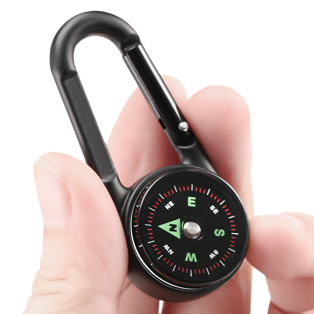 DC27 3-in-1 Double Sided Mini Compass Carabiner Thermometer for Outdoor
