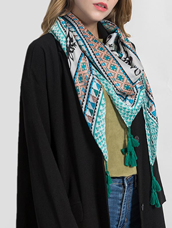 Dreamy Printed Fringed Long Scarf