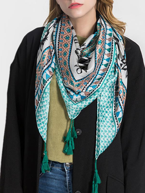 Dreamy Printed Fringed Long Scarf