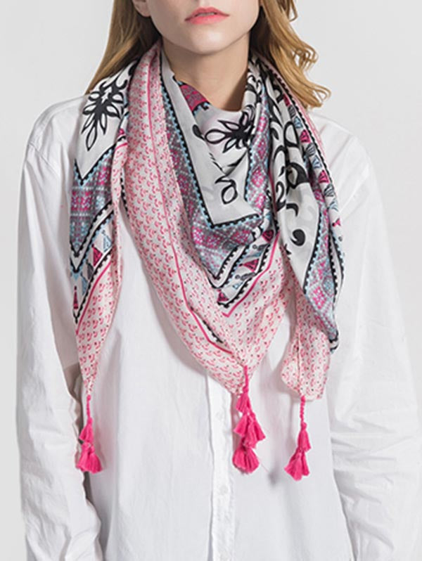 Dreamy Printed Fringed Long Scarf