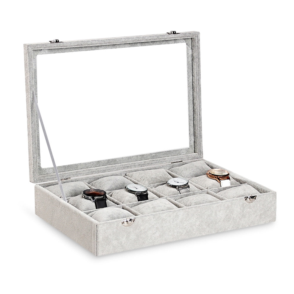 12-grid Ice Velvet Pillow Jewelry Storage Box High-grade Flannel Watch Box