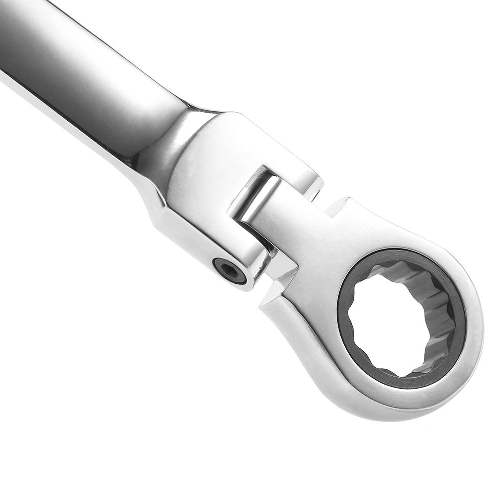 12PCS Combination Ratchet Wrench Flexible Pivoting Head Spanner Set