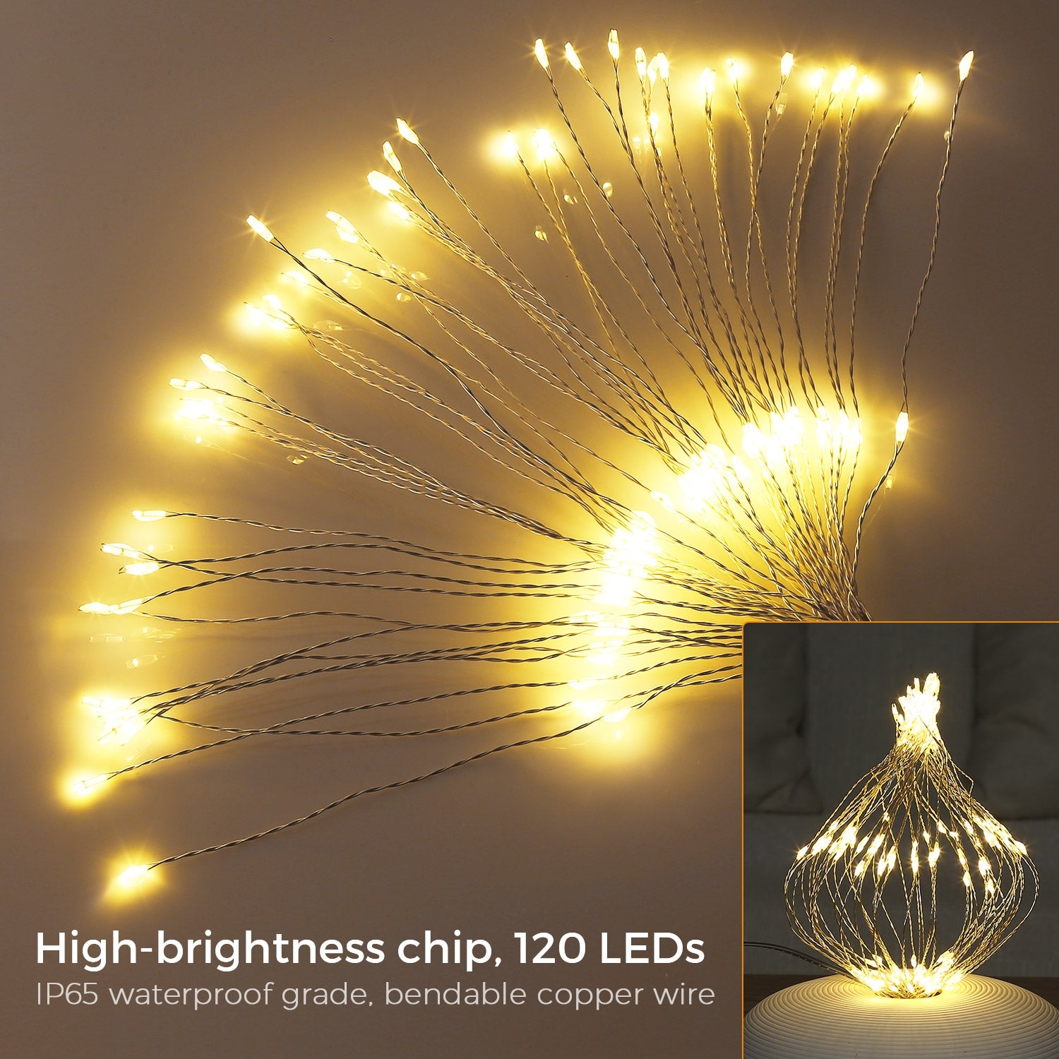 2PCS LH - BOM - YHD120WW 120 LEDs Hanging Starburst Lamps with 8 Lighting Modes
