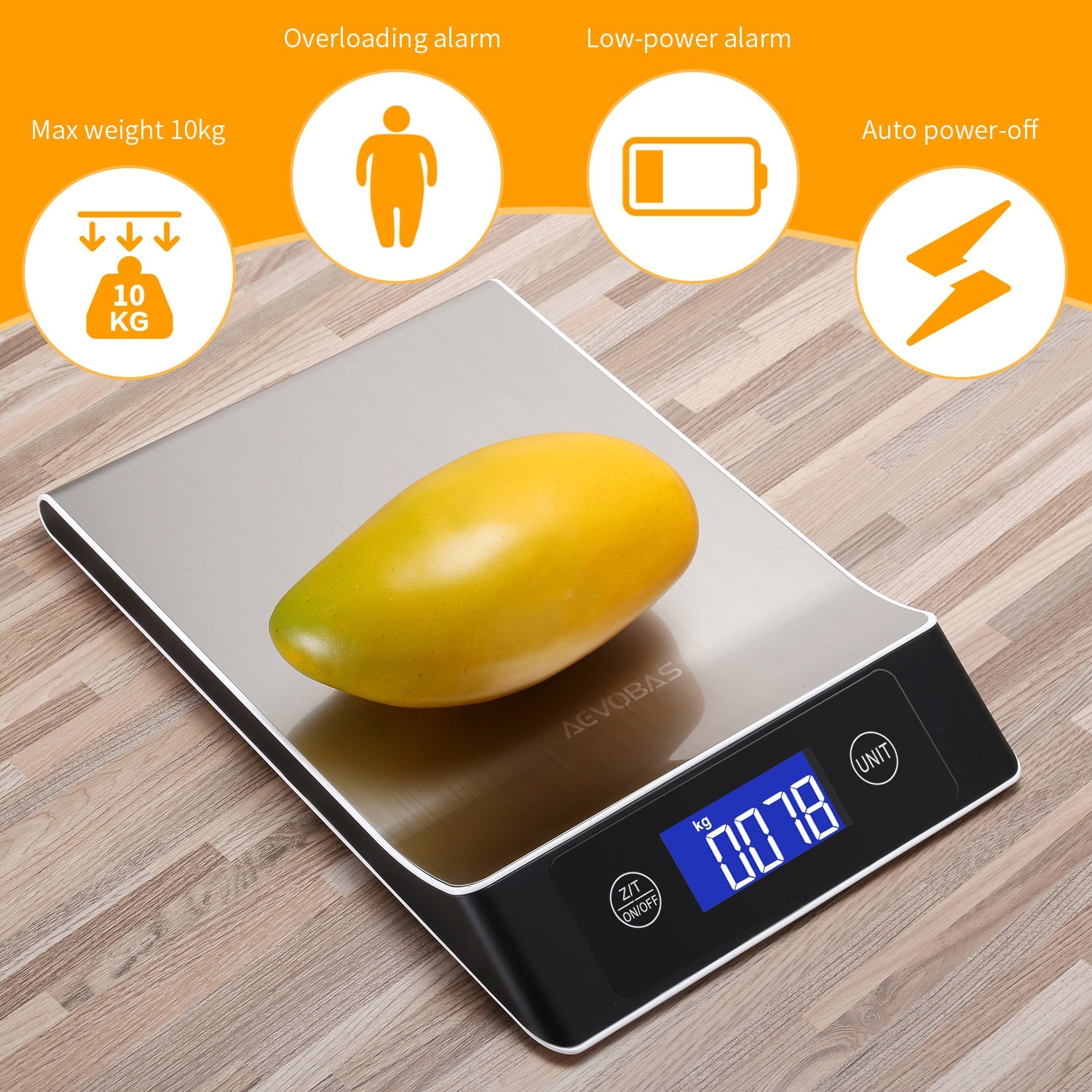 AEVOBAS CX - 2017 Digital Kitchen Food Weighing Scale with Back-lit LCD Display