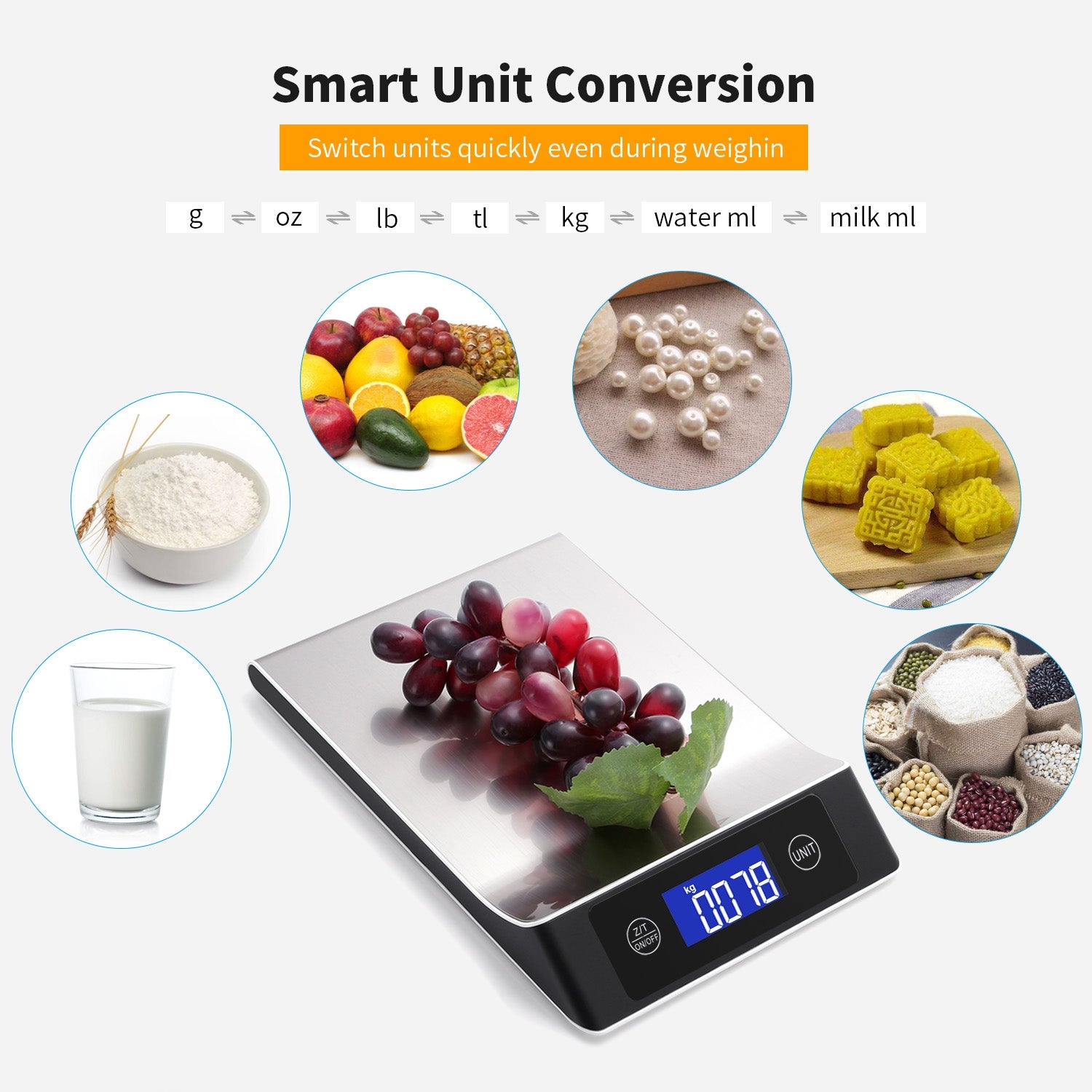 AEVOBAS CX - 2017 Digital Kitchen Food Weighing Scale with Back-lit LCD Display