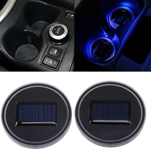 Car Anti-slip Cup Mat Solar Power LED Coaster 2PCS