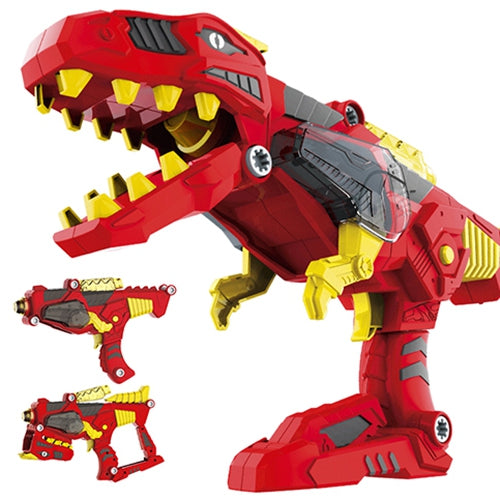 3-in-1 Transformation Dinosaur DIY Gun Assembly Toy with Lifelike Design Colorful Lights Realist...