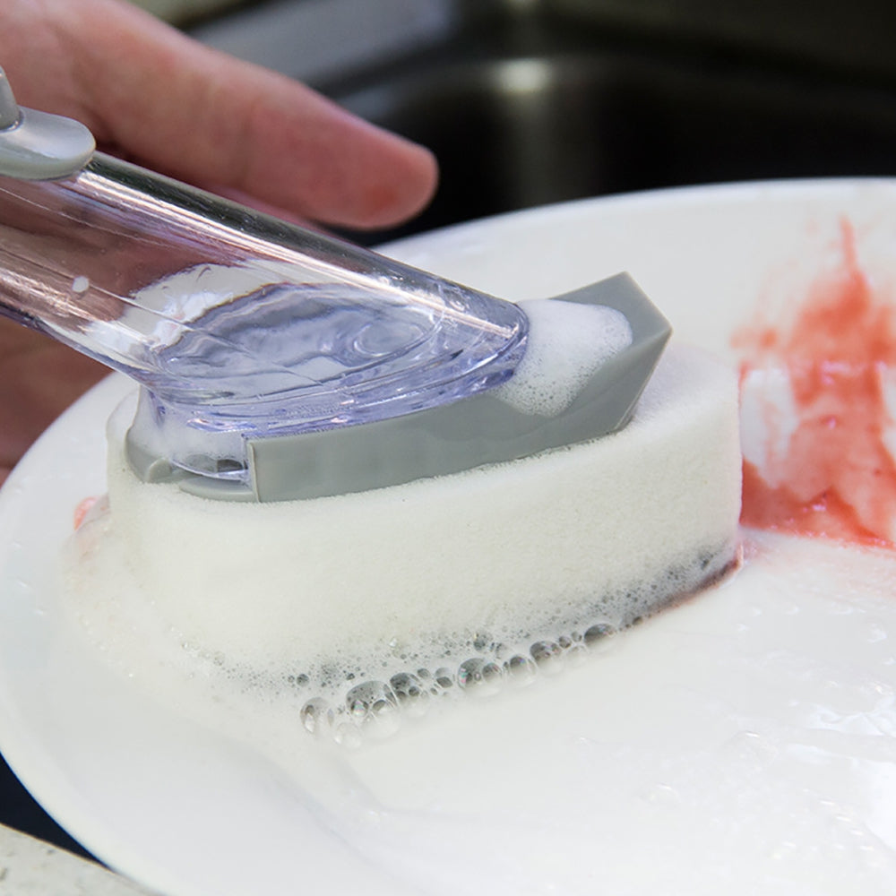 Clean Brush with Washing Up Liquid Soap Dispenser Kitchen Utensil Pot