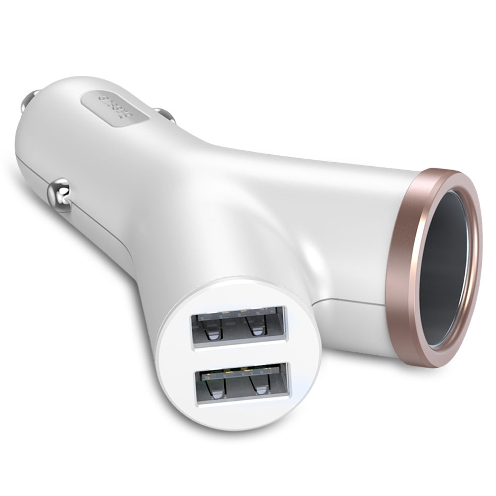 Baseus Y-shape Dual USB Car Charger with Cigarette Extended Port