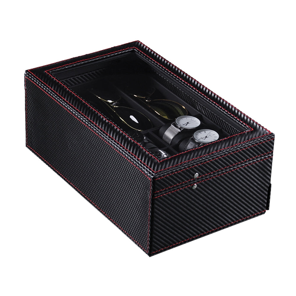 Double-layer Display Case PU Leather Jewelry Storage Box Organizer