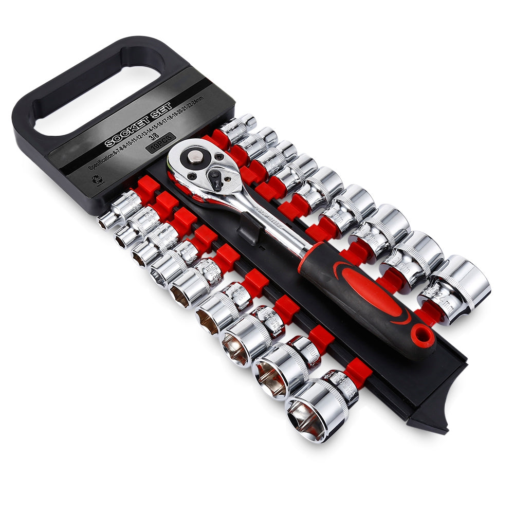 19PCS 3/8 inch Sockets and Ratchet Wrench for Car Repairing Tire Disassembly