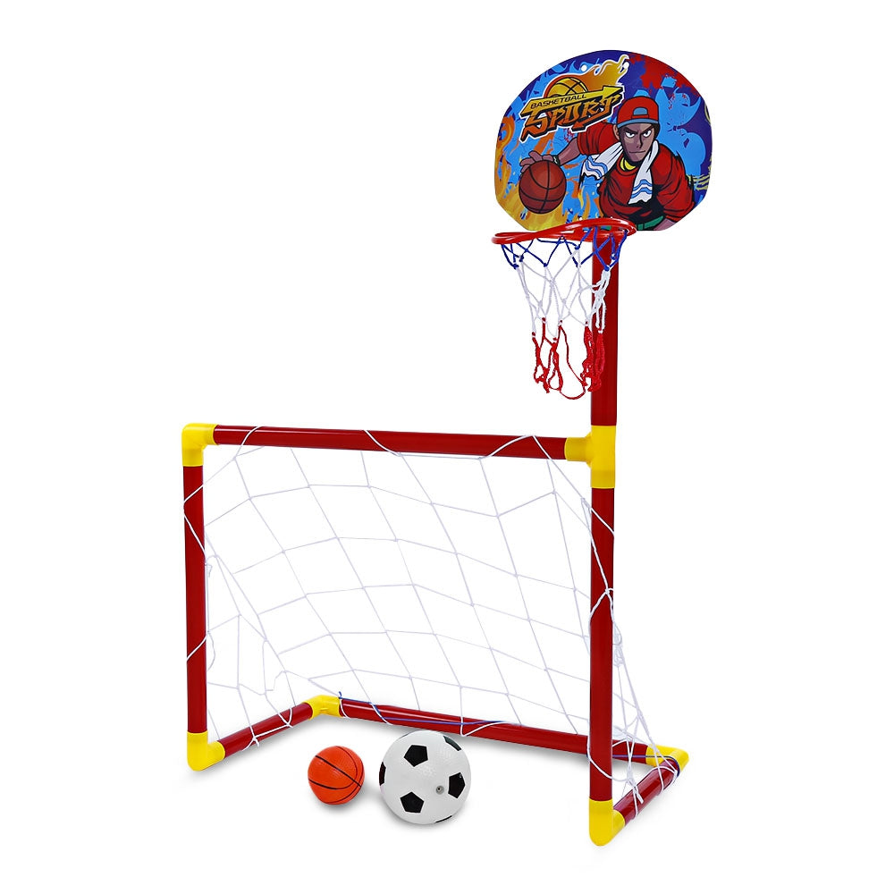 Anjanle Kids Portable 2 in 1 Football Basketball Set Indoor Outdoor Sport Toy Developmental Game