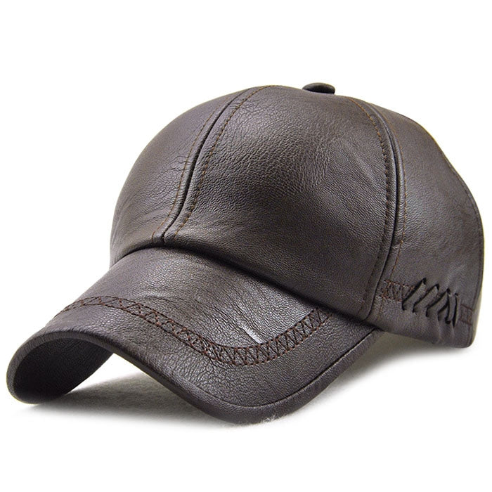 Autumn / Winter PU Leather Outdoors Leisure Baseball Cap for Men