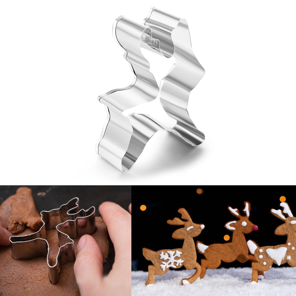 Christmas Reindeer Cookie Cutter Biscuit Pastry Fondant Cake Decorating Mold
