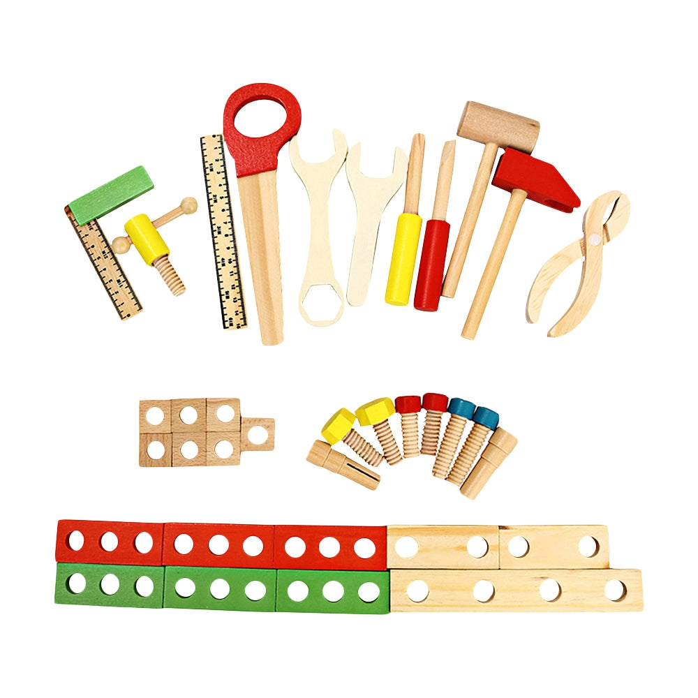 Children DIY Wooden Repair Tool Kit Pretend Play Toy